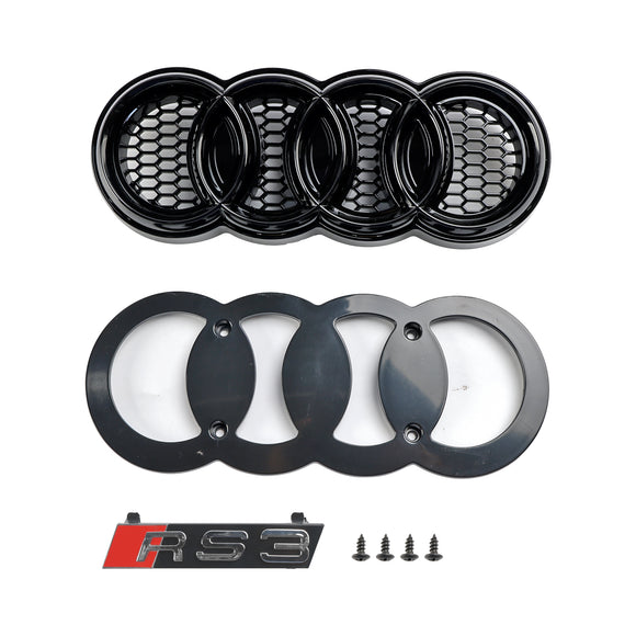2004-2008 Audi A3/S3 8P RS3 Style Grille en nid d'abeille Noir brillant Grille de pare-chocs avant