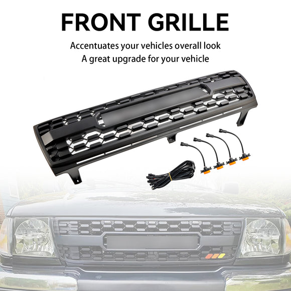 Toyota Tacoma 1997 1998 1999 2000 TRD PRO Style Griglia anteriore a nido d'ape nera opaca con luce LED & Lettera