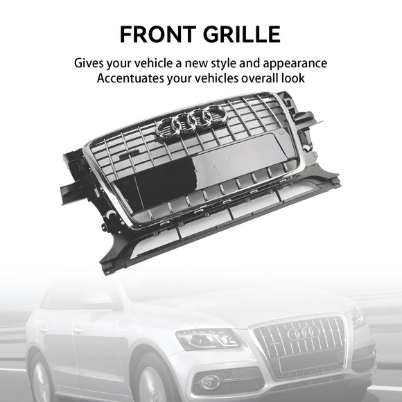 Griglia di ricambio per paraurti Audi Q5/SQ5 2009-2012 con stecche cromate, stile Quattro, con anello emblema