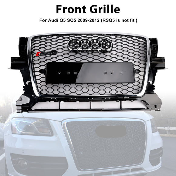 Audi Q5 SQ5 2009-2012 Chrome/Black Front Grille RS Style Honeycomb Upper Bumper Grill