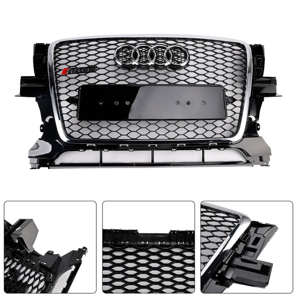 Audi Q5 SQ5 2009-2012 Chrome/Black Front Grille RS Style Honeycomb Upper Bumper Grill