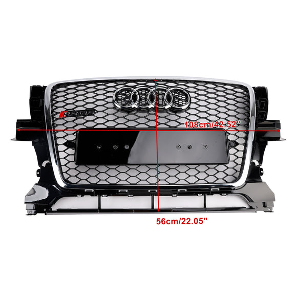 Audi Q5 SQ5 2009-2012 Chrome/Black Front Grille RS Style Honeycomb Upper Bumper Grill