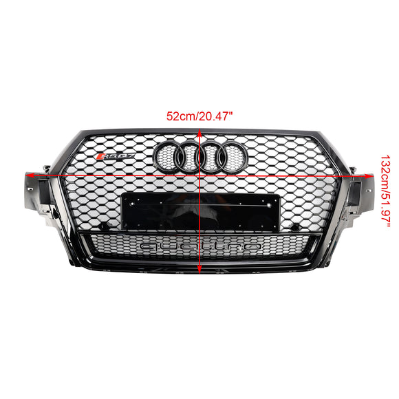 Audi Q7/Q7 S Line/SQ7 2016–2019 RSQ7 Style Frontstoßstange, Wabengitter-Grill, glänzend schwarzer Kühlergrill