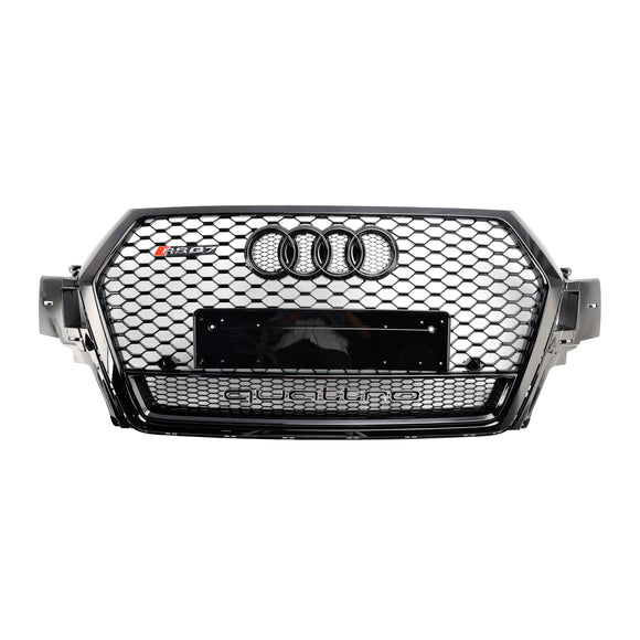 Audi Q7/Q7 S Line/SQ7 2016–2019 RSQ7 Style Frontstoßstange, Wabengitter-Grill, glänzend schwarzer Kühlergrill