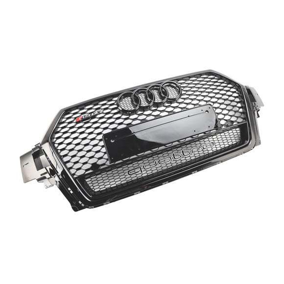 Audi Q7/Q7 S Line/SQ7 2016–2019 RSQ7 Style Frontstoßstange, Wabengitter-Grill, glänzend schwarzer Kühlergrill