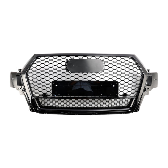 Audi Q7/Q7 S Line/SQ7 2016–2019 RSQ7 Style Frontstoßstange, Wabengitter-Grill, glänzend schwarzer Kühlergrill