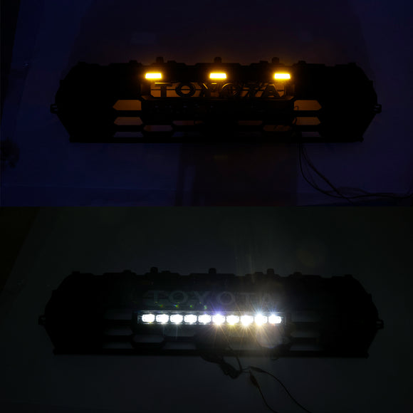 Griglia paraurti anteriore stile TRD PRO per Toyota Tacoma 2024-2025, griglia nera con LED & Barra luminosa