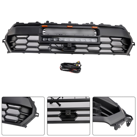 Griglia paraurti anteriore stile TRD PRO per Toyota Tacoma 2024-2025, griglia nera con LED & Barra luminosa