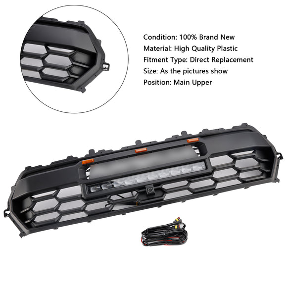 Griglia paraurti anteriore stile TRD PRO per Toyota Tacoma 2024-2025, griglia nera con LED & Barra luminosa