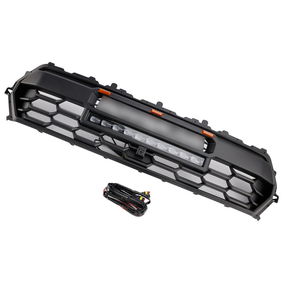 Griglia paraurti anteriore stile TRD PRO per Toyota Tacoma 2024-2025, griglia nera con LED & Barra luminosa