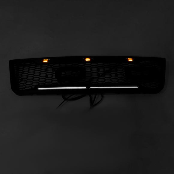 2003-2007 Ford E150 E250 E350 Grill pare-chocs avant noir mat calandre de remplacement avec lumière LED