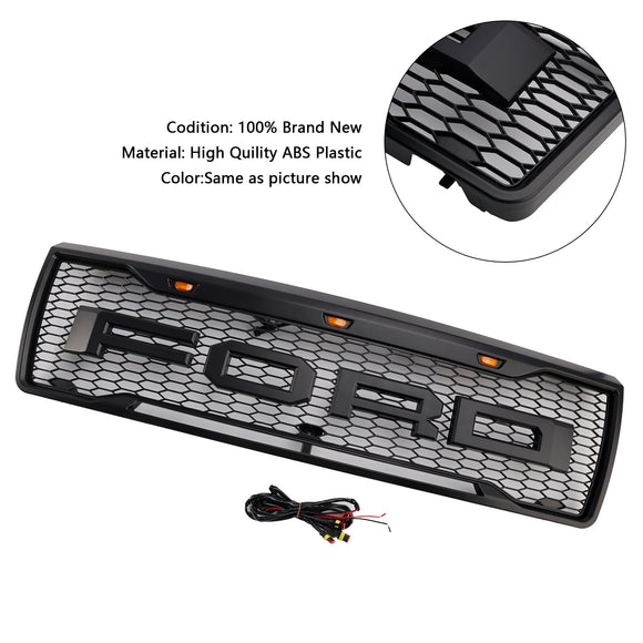 1992–1996 Ford F150 Raptor Style Grill Mattschwarzer Frontstoßstangengrill mit LED-Licht