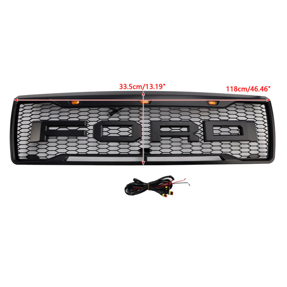 1992–1996 Ford F150 Raptor Style Grill Mattschwarzer Frontstoßstangengrill mit LED-Licht