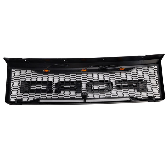 1992–1996 Ford F150 Raptor Style Grill Mattschwarzer Frontstoßstangengrill mit LED-Licht