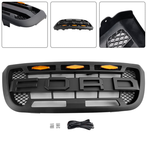 2004-2011 Ford Ranger Raptor Style Grill Pare-chocs avant Calandre noire mate avec lumière LED