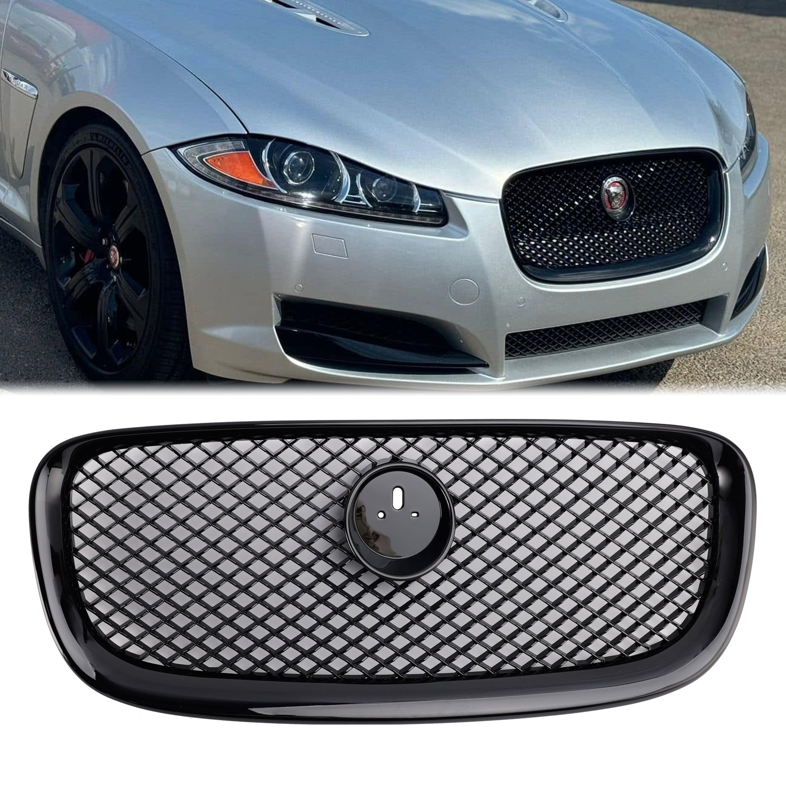 2012-2015 Jaguar XF XF-R Style Front Bumper Grill Grille Gloss