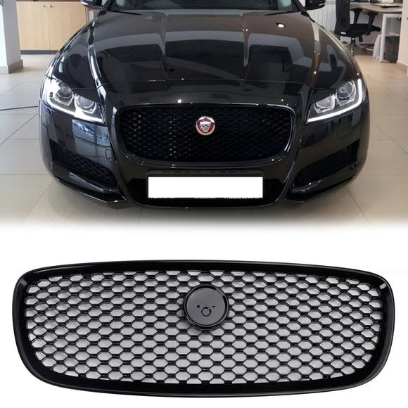 Jaguar XF 2016–2019 XF-R Style Grille Front Bumper Gloss Black Replacement Grill