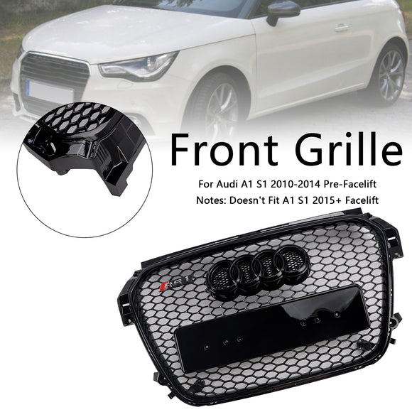 2010-2015 Audi A1 /A1 Sline RS Style Grille Gloss Black Front Bumper Honeycomb Mesh Sport Grill