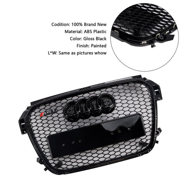 2010-2015 Audi A1 /A1 Sline RS Style Grille Gloss Black Front Bumper Honeycomb Mesh Sport Grill