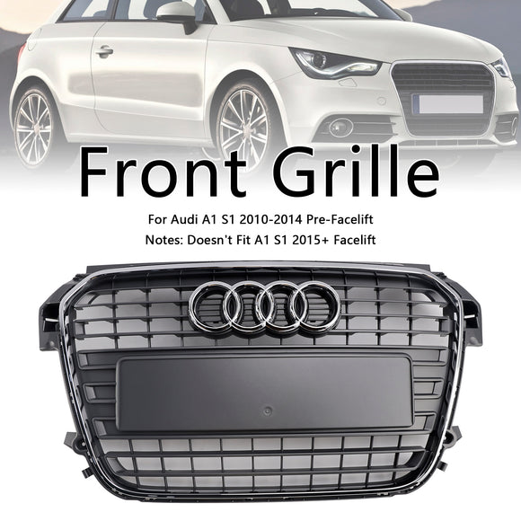 Audi A1/A1 S-Line 2010-2015 Grille de remplacement de pare-chocs avant Grille à lamelles en maille chromée