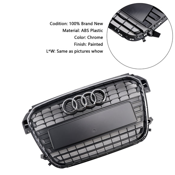 Audi A1/A1 S-Line 2010-2015 Grille de remplacement de pare-chocs avant Grille à lamelles en maille chromée