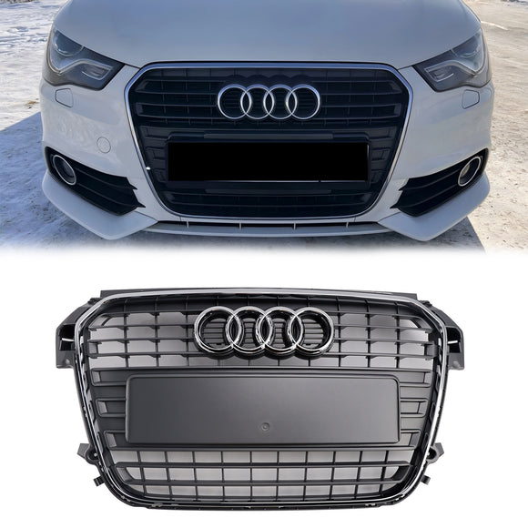 Audi A1/A1 S-Line 2010-2015 Grille de remplacement de pare-chocs avant Grille à lamelles en maille chromée