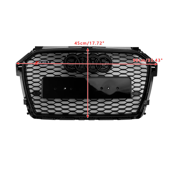 2014-2019 Audi A1 / S1 8X RS Style Grille Front Bumper Honeycomb Mesh Glossy Black Grille