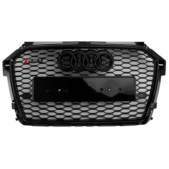 2014-2019 Audi A1 / S1 8X RS Style Grille Front Bumper Honeycomb Mesh Glossy Black Grille