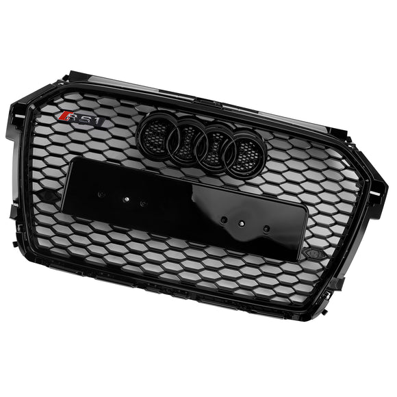 2014-2019 Audi A1 / S1 8X RS Style Grille Front Bumper Honeycomb Mesh Glossy Black Grille