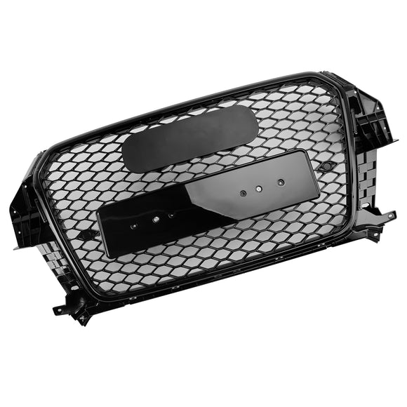 2011-2014 Audi Q3 RSQ3 Style calandre noir brillant pare-chocs avant calandre en nid d'abeille avec emblème d'anneau