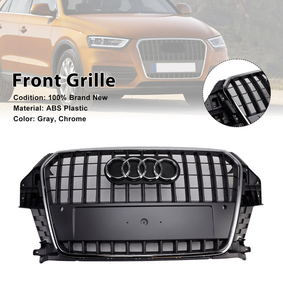 Audi Q3 2011-2015 Grille de remplacement de pare-chocs avant de calandre chromée grise