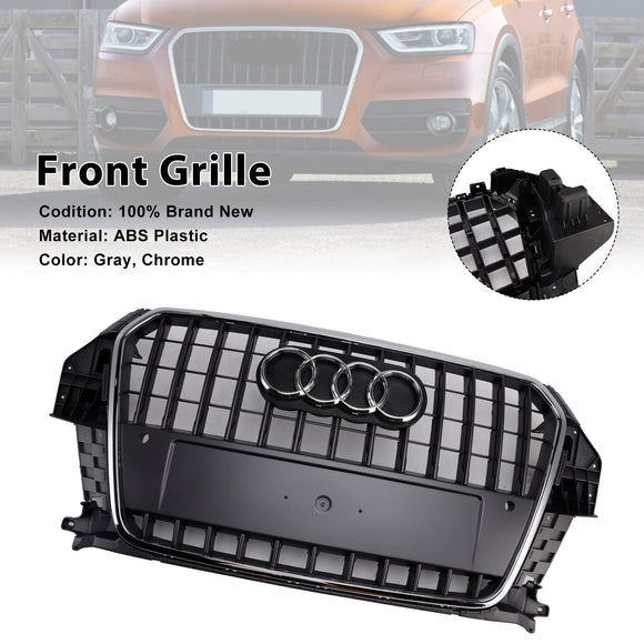 Audi Q3 2011-2015 Grille de remplacement de pare-chocs avant de calandre chromée grise