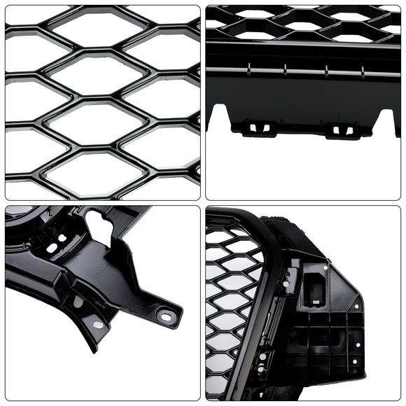 Rejilla de malla de panal delantera estilo RSQ3 compatible con Audi Q3 2011-2015 negro brillante