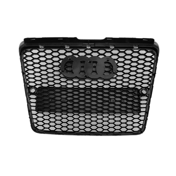 2004-2008 Audi A6 C6 Grille en nid d'abeille Pare-chocs avant Style RS Grille noire avec emblème en anneau