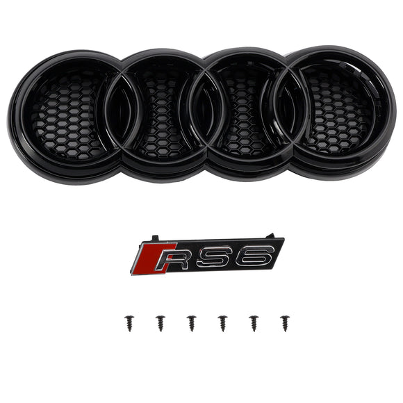 2004-2008 Audi A6 C6 Grille en nid d'abeille Pare-chocs avant Style RS Grille noire avec emblème en anneau