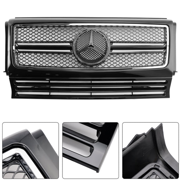 Mercedes Benz Clase G 1990-2018 W463 Parrilla delantera cromada negra para parachoques delantero con estrella