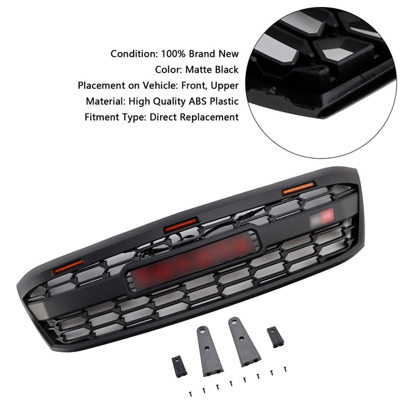 Griglia superiore paraurti anteriore nera con LED per Toyota Hilux N70 2005-2011 & Lettera