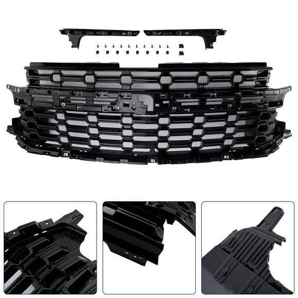 Front Grill For Chevrolet Tahoe / Suburban 2021-2024 Z71-Look Black Air Intake Radiator Bumper Grille