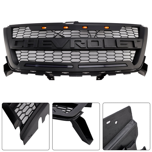 Chevy Colorado 2016-2020 Honecomb Grille Front Bumper Black Replacement Grill W/ LED Light