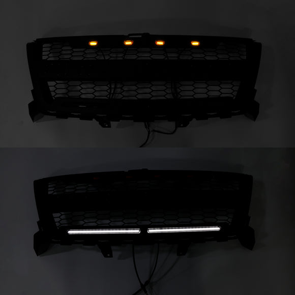 Chevy Colorado 2016-2020 Honecomb Grille Front Bumper Black Replacement Grill W/ LED Light