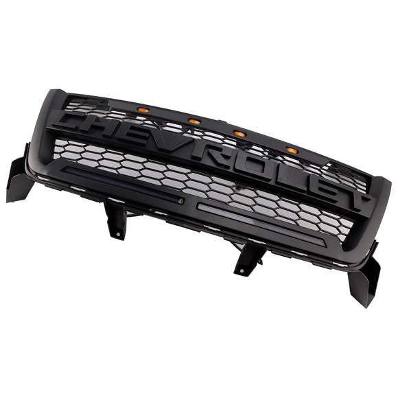 Chevy Colorado 2016-2020 Honecomb Grille Front Bumper Black Replacement Grill W/ LED Light