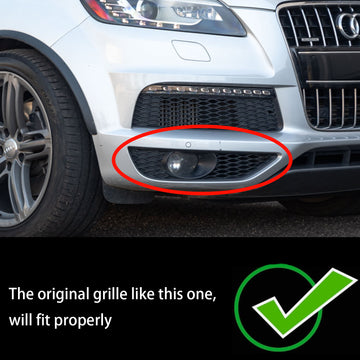 Audi Q7 Sline 2010-2015 2PCS Front Bumper Fog Light Grill Lower Grille Cover Black - 0
