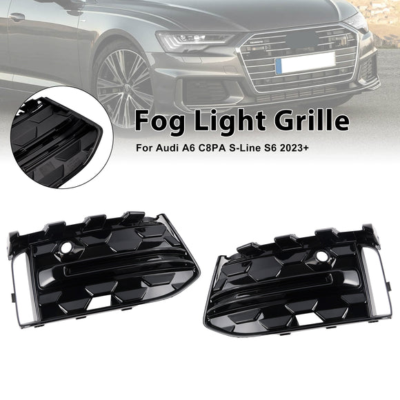2023-2025 Audi A6 S Line/S6 C8 Facelift Paraurti anteriore Griglia inferiore 2 pezzi Griglia fendinebbia Griglia di copertura nera