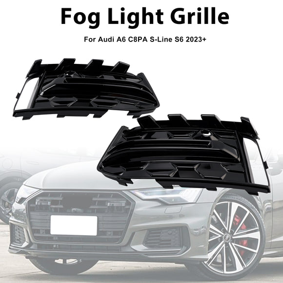 2023-2025 Audi A6 S Line/S6 C8 Facelift Paraurti anteriore Griglia inferiore 2 pezzi Griglia fendinebbia Griglia di copertura nera