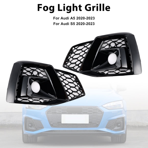 2020-2023 Audi A5 SLine / S5 Honeycomb Fog Light Grille 2PCS Front Bumper Lower Cover Black Grille 8W6807682T3Q7