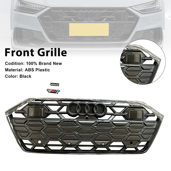 Audi A7 S7 C8 2019-2024 Rejilla estilo S7 Parachoques delantero Rejilla negra con ACC
