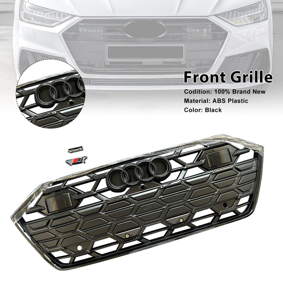 Audi A7 S7 C8 2019-2024 Rejilla estilo S7 Parachoques delantero Rejilla negra con ACC