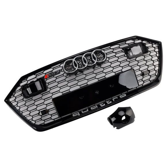 Griglia paraurti anteriore nera a nido d'ape Audi A7/A7 Sline/S7 C8 RS Style 2019-2024 con ACC & Emblema dell'anello