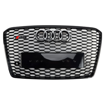 2015-2017 Audi A8 S8 RS Style calandre en nid d'abeille pare-chocs avant calandre noire avec emblème d'anneau