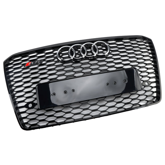 2015-2017 Audi A8 S8 RS Style calandre en nid d'abeille pare-chocs avant calandre noire avec emblème d'anneau